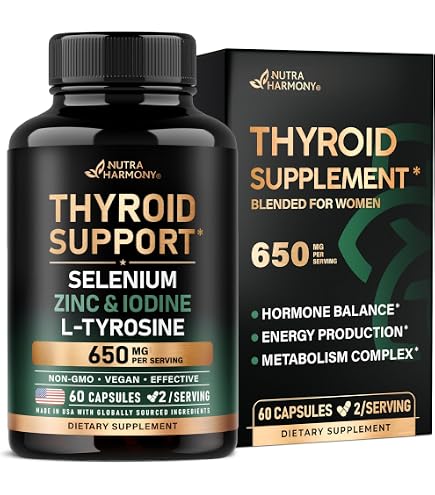Purevit Advanced Thyroid Support Supplement with Black Cumin Extract, Selenium, Myo-inositol, Thyroid Support for Hashimotos and Hypothyroidism, 60 Capsules : Health & Household