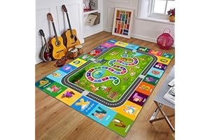 FUBULLISH ABC Alphabet, Hop & Count Hopscotch and Animals Baby Educational Rug, Kids Playtime Collection Area Rug, Soft Non Slip Playroom Mat Carpet for Children Bedroom, Toddler Classroom (59 x 39.4 inch)