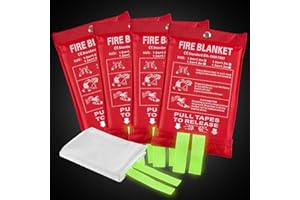 coceyese Emergency Fire Blanket for Home and Kitchen, Fire Extinguishers for Home, Fiberglass Fire Suppression Blanket with Luminous Strip for Fireplace, Car, Camping, Picnic, Grill(4, 40''x40'')
