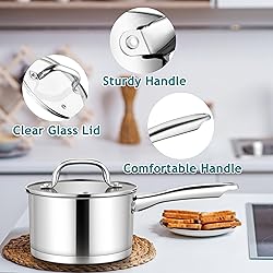 E-far Stainless Steel Saucepan with Lid Set - 1QT