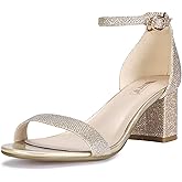 IDIFU Women's Cookie-LO Low Block Heels Chunky Sandals Ankle Strap Wedding Dress Pump Shoes