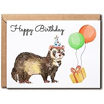 Ferret Birthday Card, Ferret Greetings Card, Ferret Celebration Card - View #2