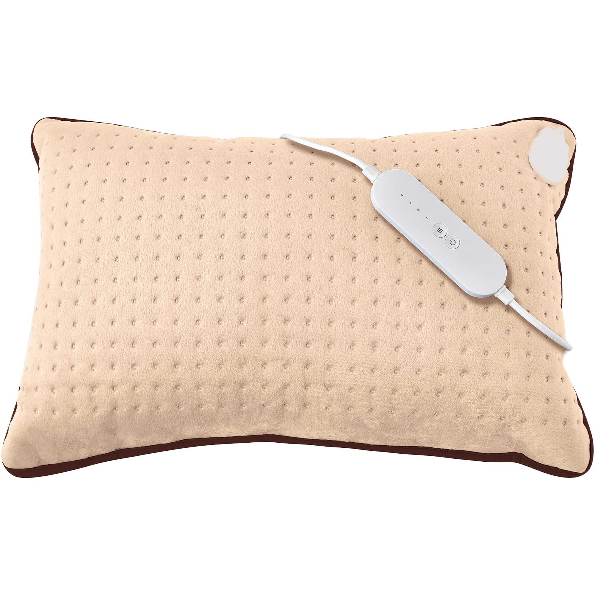 Sweet Dreams Heated Cushion Pillow Heat Pad 50W, Large for Back Knee Neck Stomach Pain and Arthritis, Electric LED 4 Setting Control, Auto Safety Off After 90 Minutes (Beige, 40 x 30 x 14cm Large)