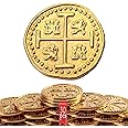 Byhoo Metal Pirate Coins, 30 Gold Treasure Coins Set, Metal Replica Spanish Doubloons, Pirate Treasure Chest Fake Coins Tokens, Realistic Money Imitation for Cosplay Toys Board Games