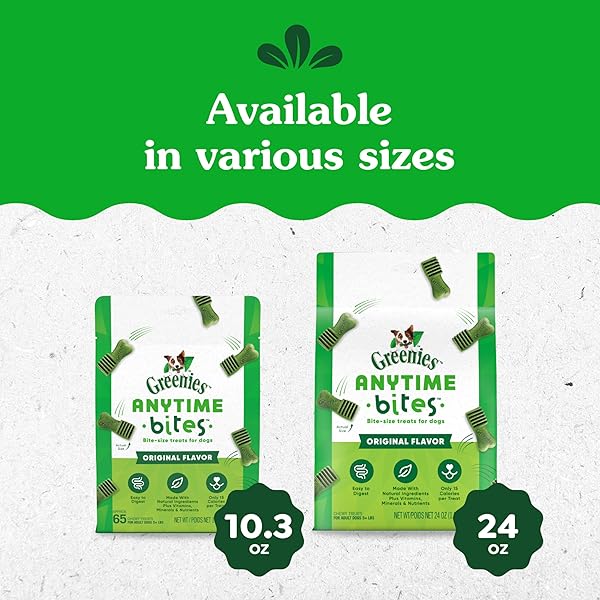 GREENIES ANYTIME BITES DOG TREATS, ORIGINAL FLAVOR, DOG TRAINING TREATS, 10.3 OZ. BAG