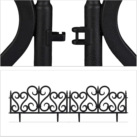 Relaxdays Set de 4 separadores de jardín, Valla Decorativa, con ...