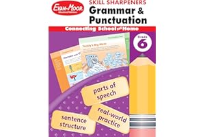 Evan-Moor Skill Sharpeners Grammar and Punctuation Workbook, Grade 6, Nouns, Verbs, Sentence Structure, Subject, Predicate, Language Handbook, Real-World Practice, Fun Activities, Homeschool, Practice