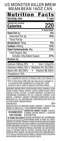 MONSTER ENERGY KILLER BREW MEAN BEAN,15 FL OZ (PACK OF 12)