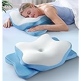 5X Pain Relief Cervical Neck Pillow for Neck Support, Ergonomic Cooling Side Sleeper Pillow for Sleeping, Odorless Contour Memory Foam Pillows, Bed Pillow for Side Back Stomach Sleeper