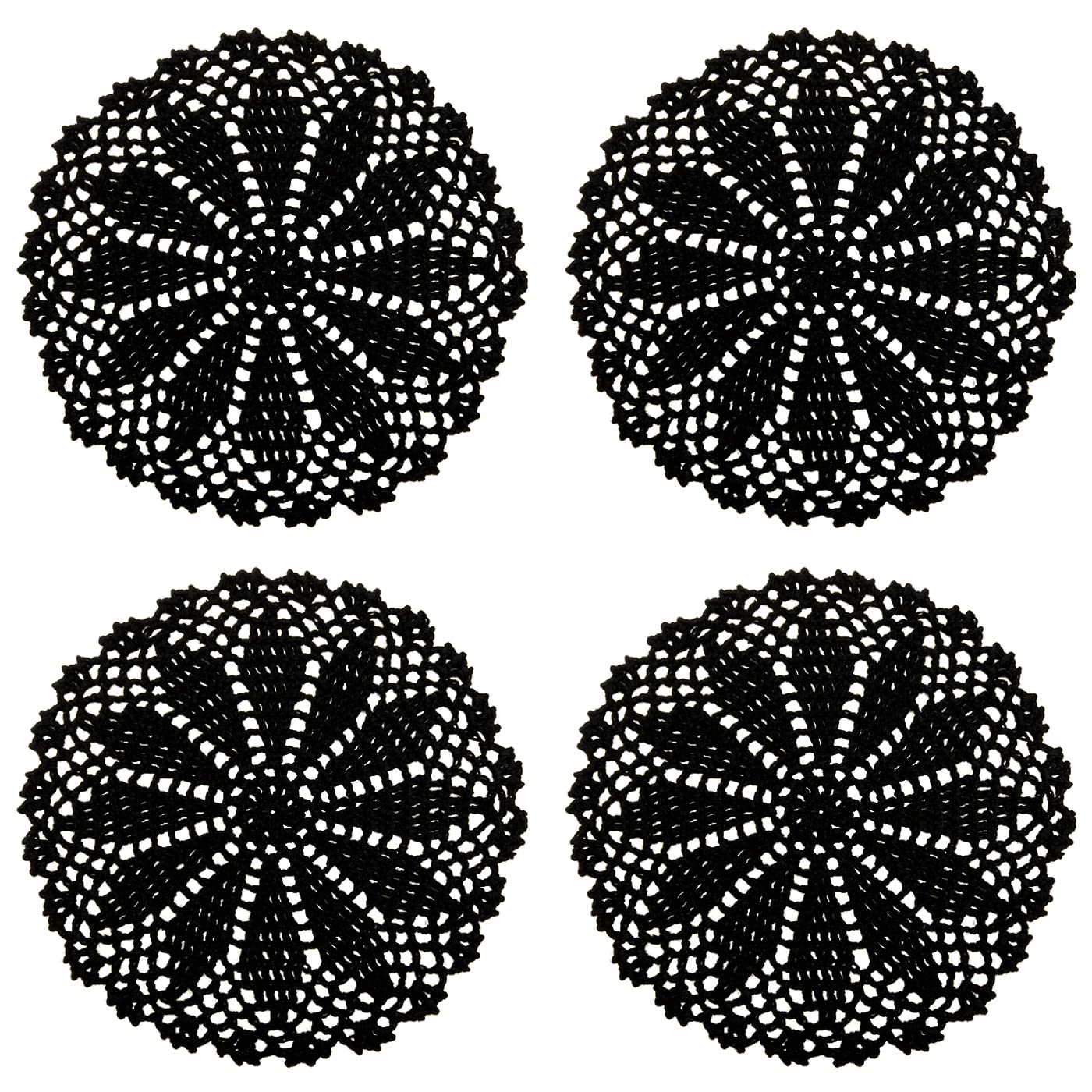Photo 1 of Phantomon 7 Inch Doilies Handmade Round Crochet Cotton Lace Doilies Table Placemats Doilies, Vase Pads Doily, Pack of 4 (Black)