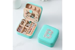 Travel Jewelry Case for Women Initial Jewelry Box Necklace Holder Ring Earrings Organizer Personalized Birthday Gifts for Her