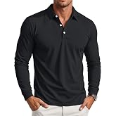 MAGCOMSEN Men's Polo Shirt Long Sleeve Quick Dry Golf Collared Shirts | Moisture Wicking, Lightweight, Breathable, 3-Button, Performance, Work, Fishing, Business, Athletic