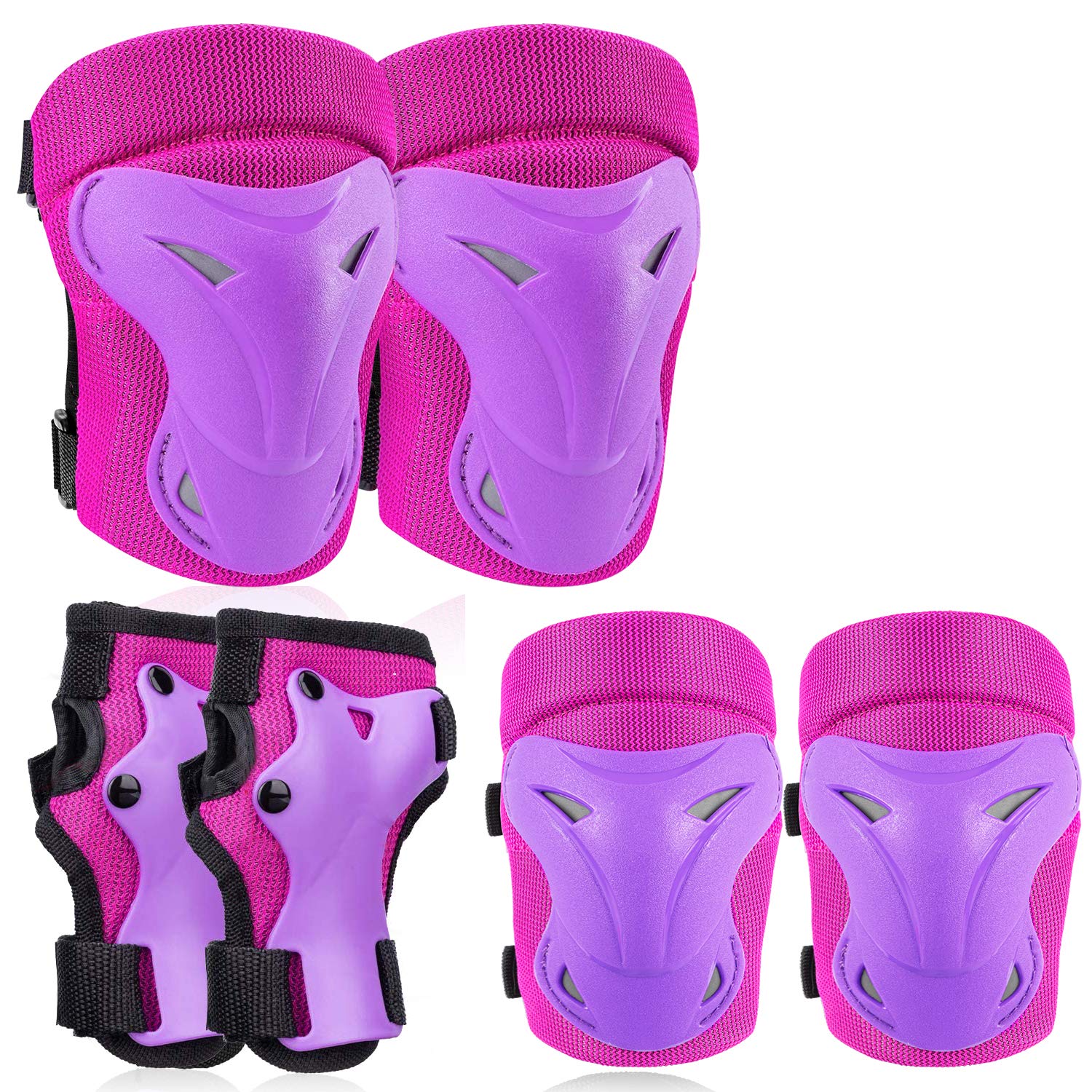 Adult/Kids Knee Pads Elbow Pads Wrist Pads Youth Protective Gear Set for Skateboarding Cycling Skateboard Riding Roller Bike Inline Skating Biking BMX Scooter Skates And Other Outdoor Extreme Sports
