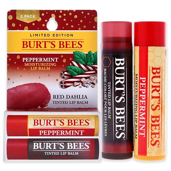 BURTS BEES BURTS BEES LIP BALM KIT UNISEX LIP BALM PEPPERMINT, RED DAHLIA TINTED, 0.15 OUNCE (PACK OF 2)