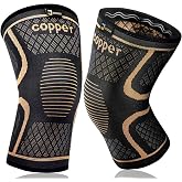 Copper Knee Brace for Men and Women (2 Pack, Large) Compression Support | Copper Fabric, Effective Support, All-day Wearability - Compression Sleeve for Arthritis Pain, MCL, Sports &amp; Injury Recovery