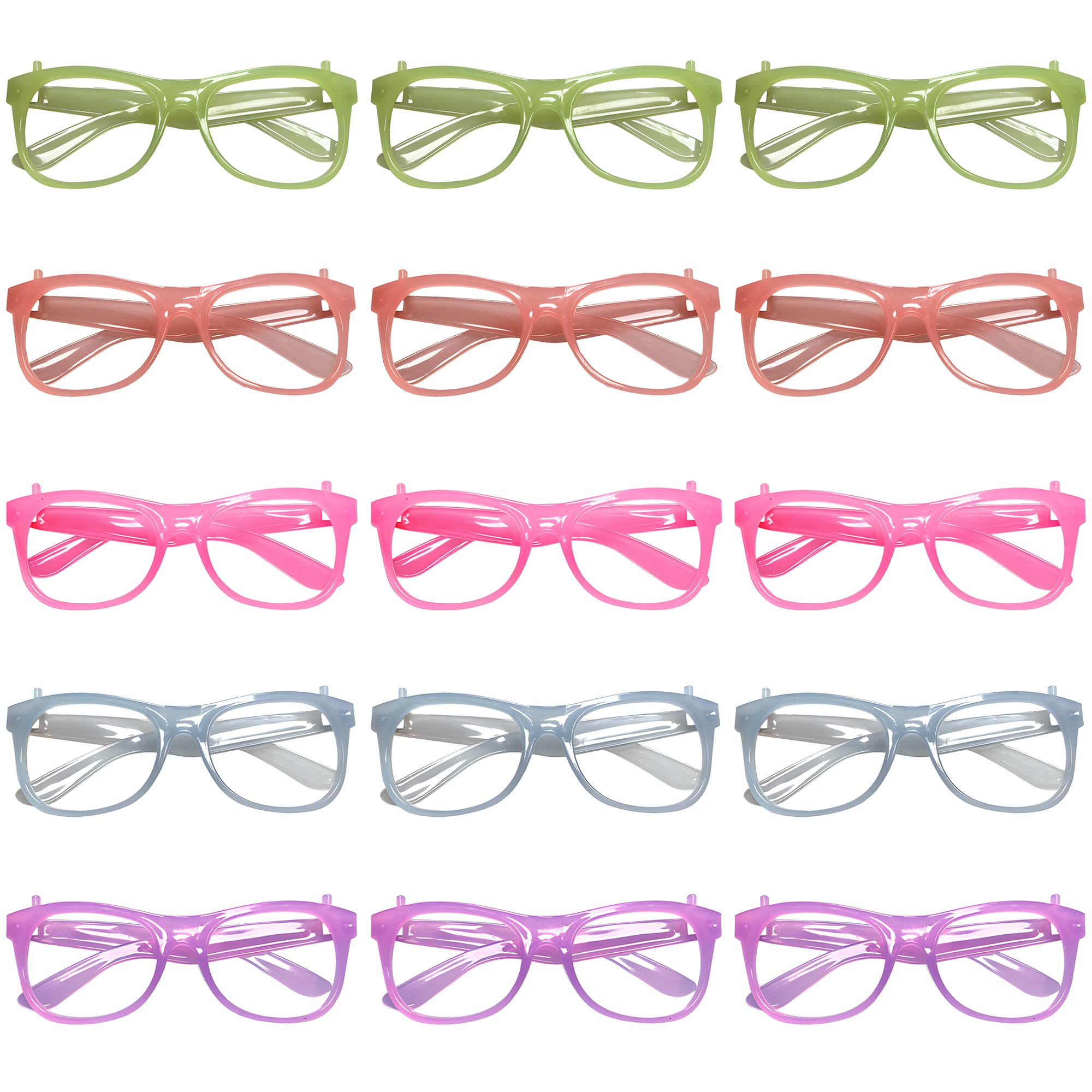Jyeennar 15 Pack Neon Glow Glasses Frame for Party Glasses Glow in The Dark Black Light Birthday Wedding Decorations Party Supplies