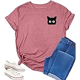 Cat Shirts for Women Black Cat Mom Shirt Cute Animal Graphic Tee Teen Funny Casual Short Sleeve Gift Tee Tops Clothes