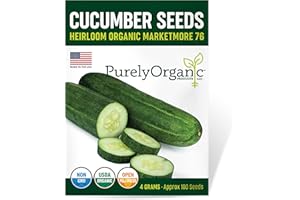 PURELY ORGANIC PRODUCTS LLC Organic Cucumber Seeds (Marketmore 76) - Approx 100 Seeds - USDA Organic, Non-GMO, Open Pollinated, Heirloom, USA Origin