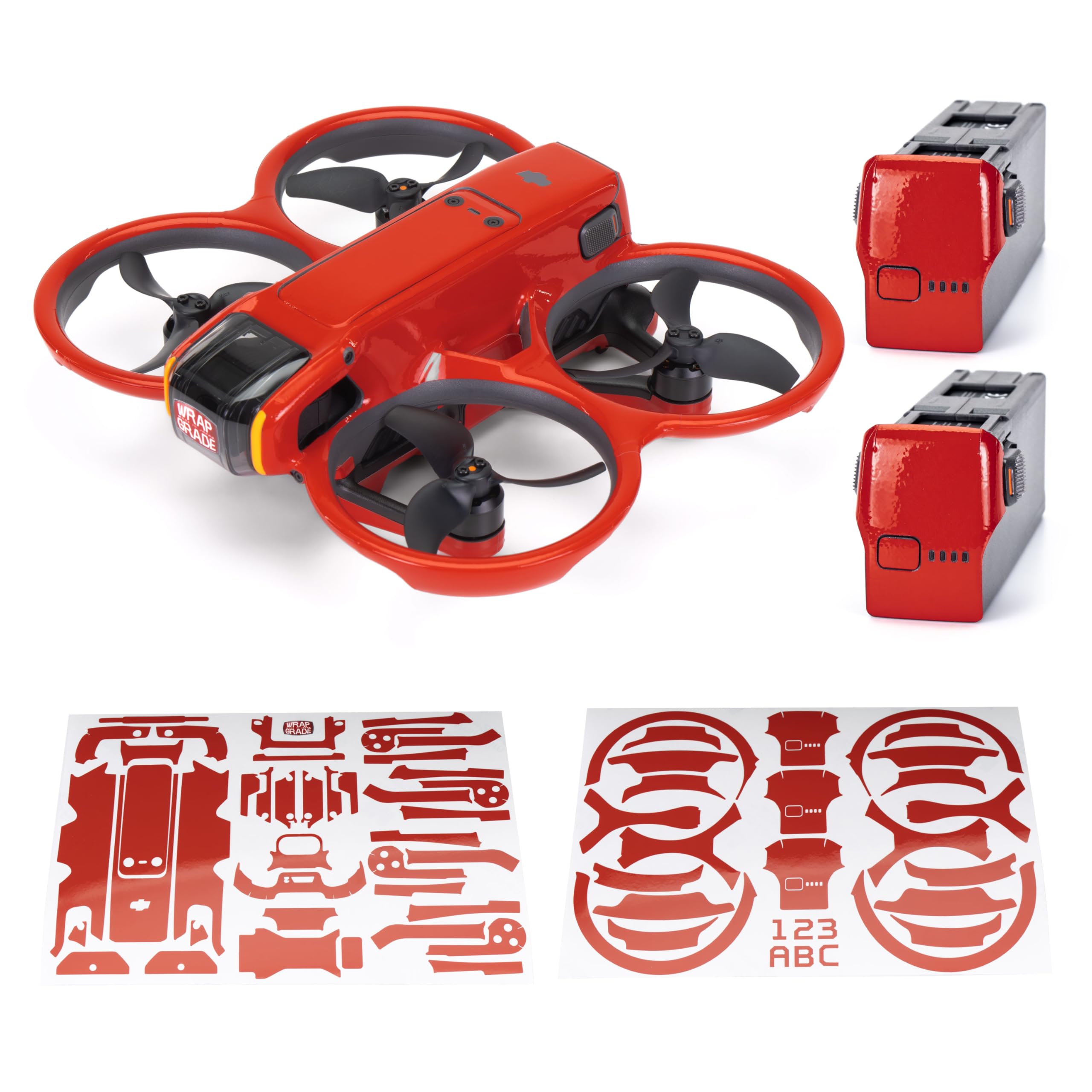 WRAPGRADE Skin Stickers Compatible with DJI Avata 2 (Super Red)