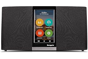 Sungale 3rd Gen. Wi-Fi Internet Radio with Easy Operation Touch Screen, Access Apps to Stream Music or Listen to Thousands of Internet Radio Stations, Frees up Your Smartphone, Black