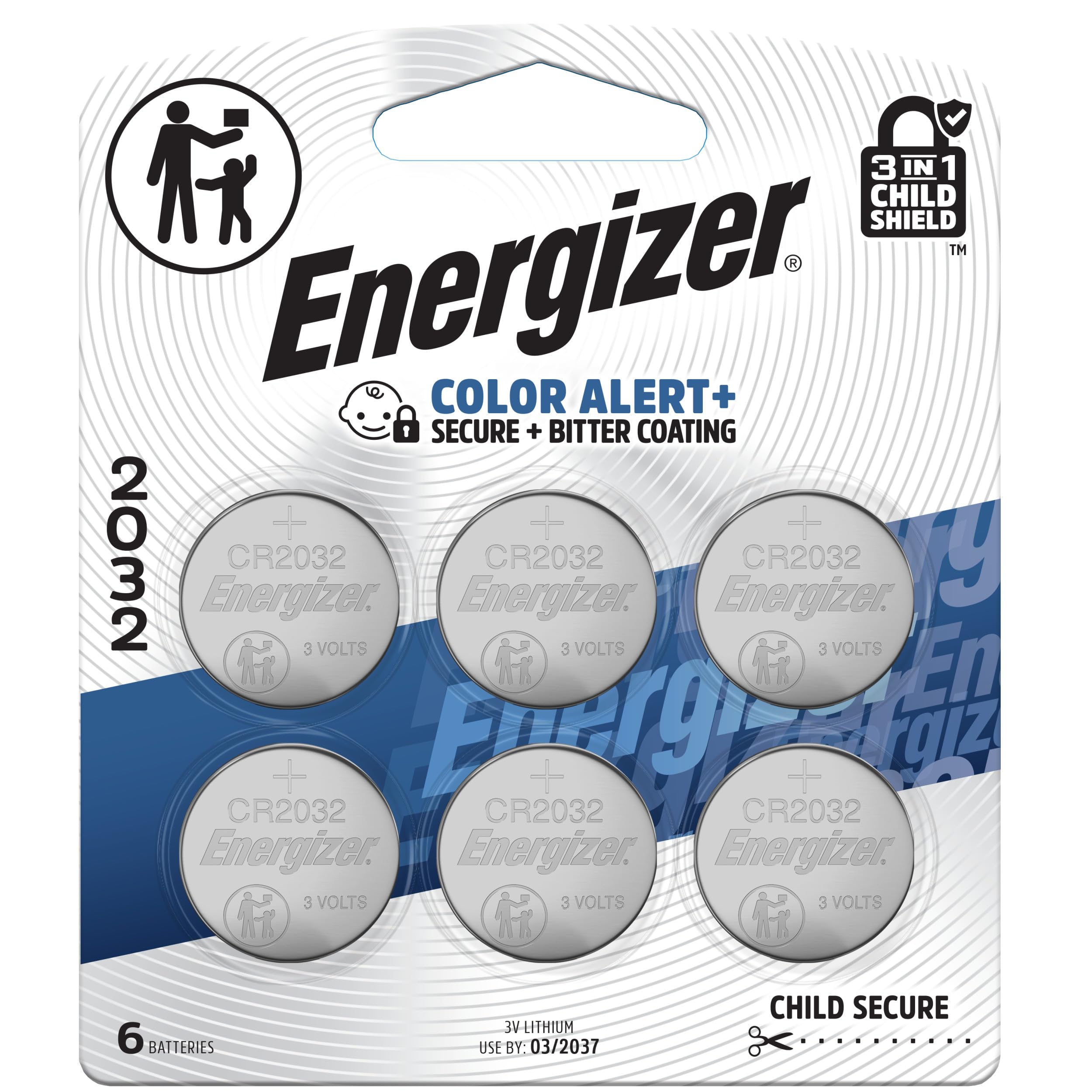 Energizer 2032 Batteries (6 Pack), 3V Lithium Coin Batteries