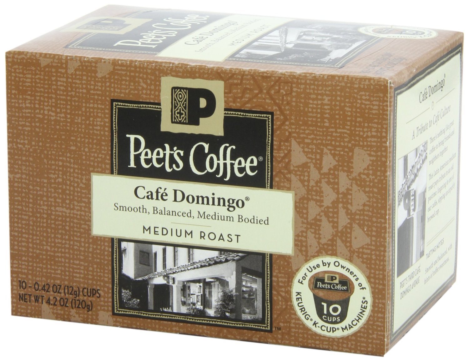Peet's Coffee, Single Serve K-Cups, Cafe Domingo, 10 Count, 4.2oz Box (Pack of 3)