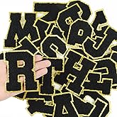 Morcheiong 26Pcs 3.14 Inch Large Chenille Letter Patches A-Z Self Adhesive, Chenille Letters for Clothing, Letters Patches for Fabric (Black)