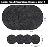 Famibay Round Placemats and Coasters Set of 4 Black 34cm 10cm view 7