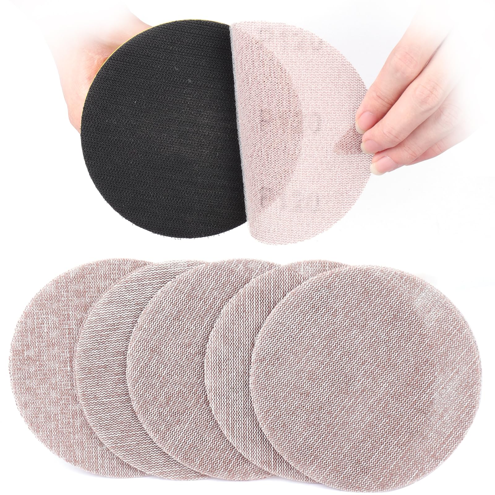 Sruhrak 125mm Mesh Sanding Discs, 50 PCS Net Sandpaper 120 Grit Hook and Loop Sanding Pads for Drywall Sander Efficient Dust Removal Random Orbital Sander Polishing