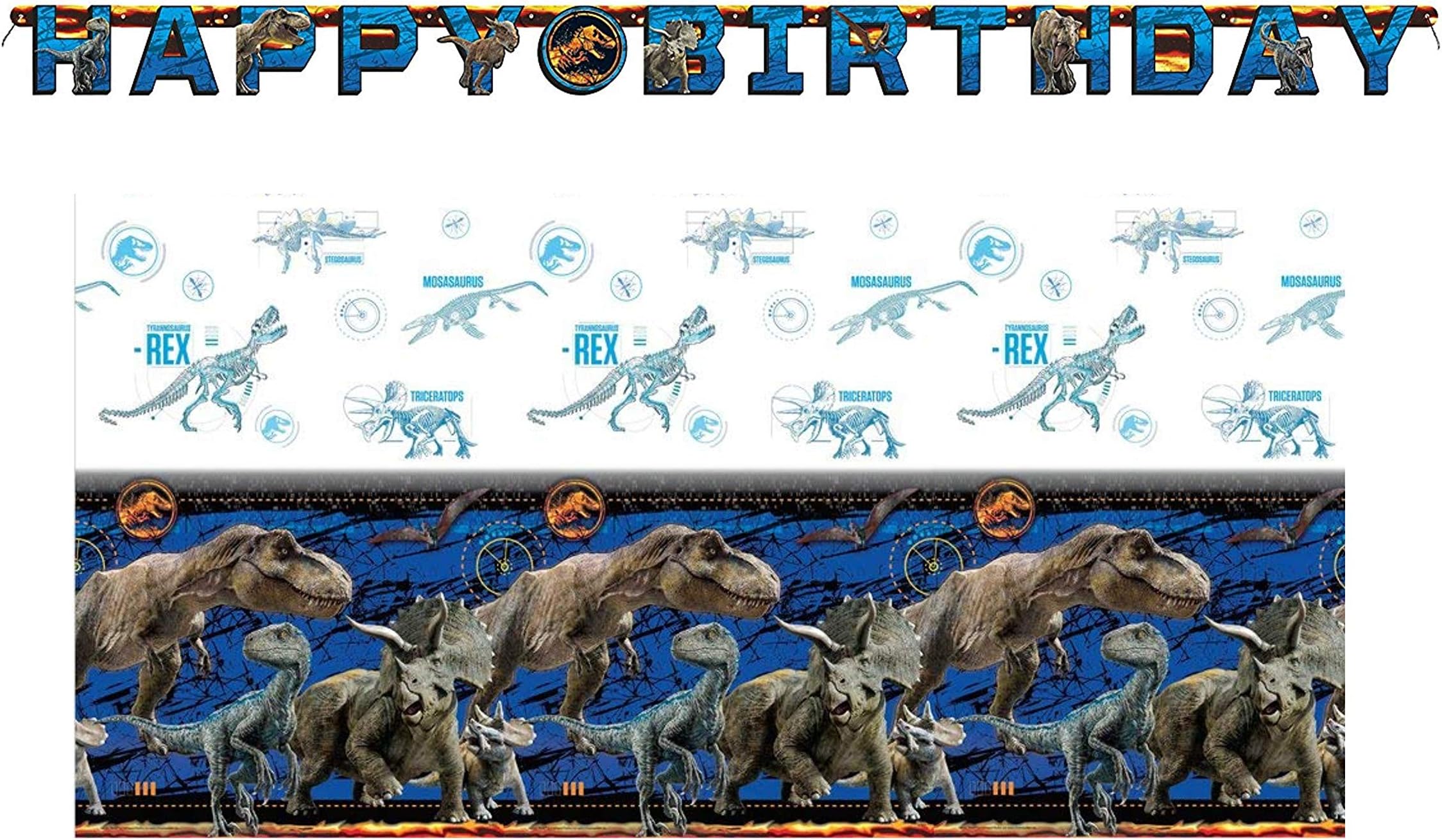 NW Fun Zone Jurassic World Table Cover and 6ft Birthday Banner Set