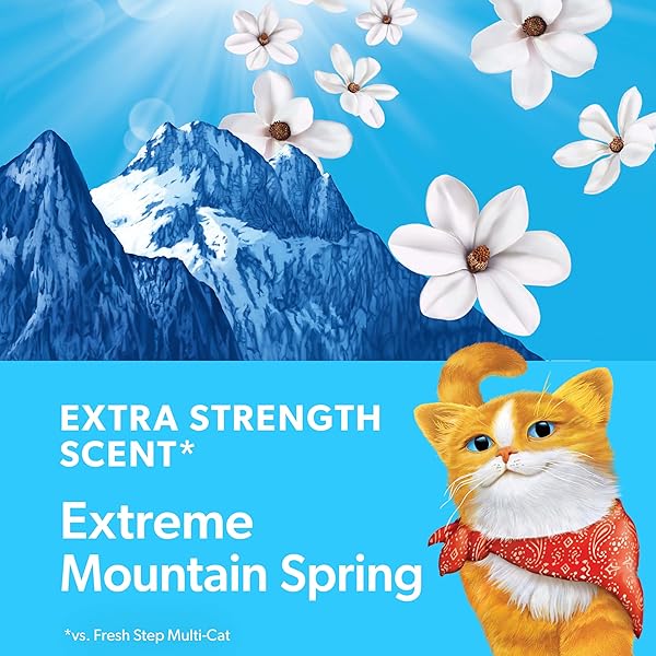 FRESH STEP EXTREME CLUMPING LITTER WITH FEBREZE FRESHNESS, MOUNTAIN SPRING SCENT CLUMPING CAT LITTER WITH GUARANTEED ODOR CONTROL, 14 LB. BOX