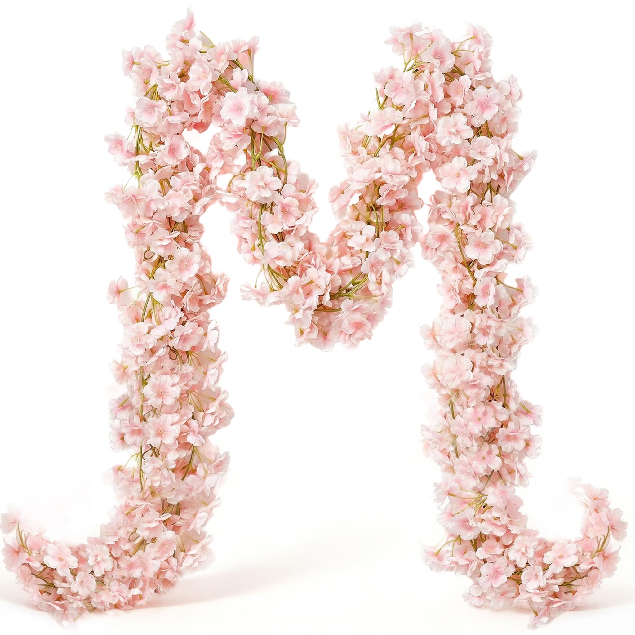 Photo 1 of YRIOWMI 10PCS 59FT Artificial Silk Cherry Blossom Garland, Hanging Sakura Flower Vines for Wedding Party Home Arch Office Sakura Decor (Light Pink)