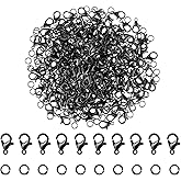 200 Pcs Lobster Claw Clasps with 200 Pcs Black Jump Rings Set Jewelry Clasps Bracelet Clasp Necklace Fasteners Hook Lobster Clasps for Jewelry Making DIY Crafts Bracelet Findings