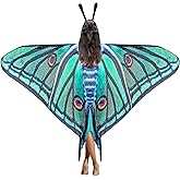 Yinder 2 Pcs Halloween Moth Wings Costume Butterfly Shawl Moth Wing Cape Costume Accessory with Headband 72.83 x 50.39 Inch