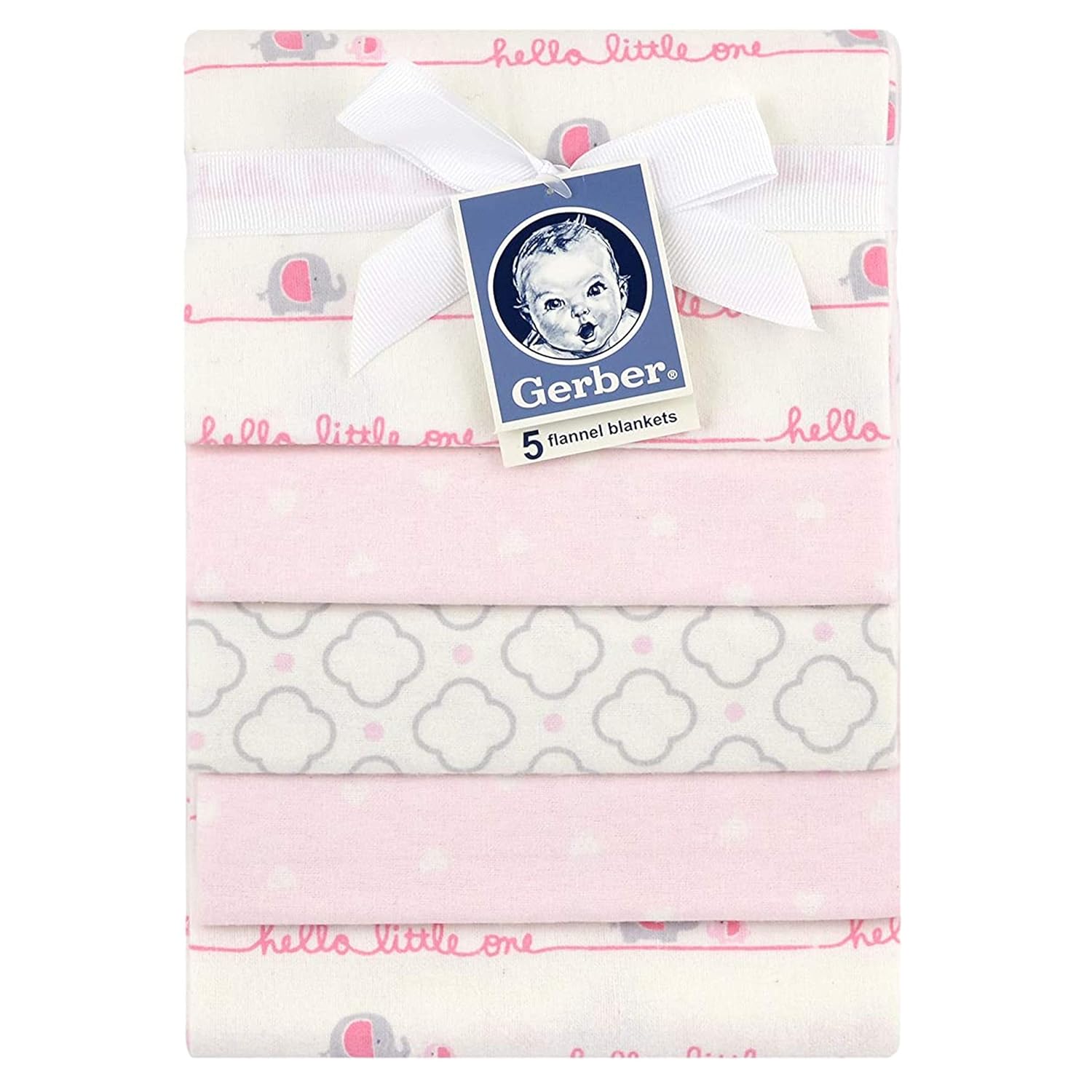 Gerber Boys and Girls Newborn Infant Baby Toddler Nursery 100% Cotton Flannel Receiving Swaddle Blanket, Pink, 5-Pack: Baby