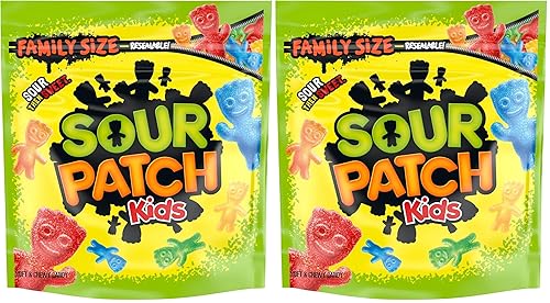 SOUR PATCH KIDS Soft & Chewy Candy, Family Size, 1.8 lb Bag (Pack of 2)