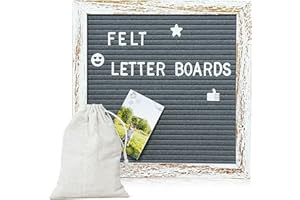 WALGLASS Rustic Felt Letter Board with 500 Letters, Numbers & Symbols, 10 x 10 inch Changeable Message Board Sign with Wood Frame for Home Decor, Farmhouse Wall Decor (Vintage White Frame)
