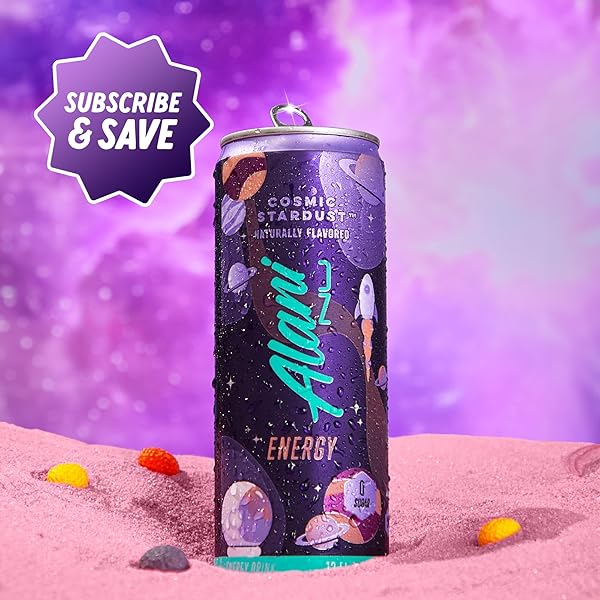 ALANI NU COSMIC STARDUST SUGAR FREE, LOW CALORIE ENERGY DRINKS | 200MG CAFFEINE | BIOTIN B VITAMINS | ZERO SUGAR | 10 CALORIES | 12 FL OZ CANS | 12 PACK