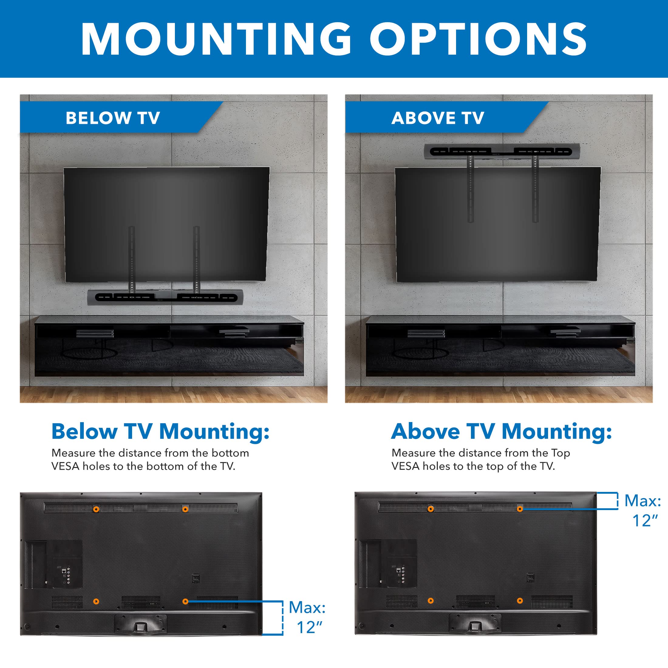 Mount-It! TV Speaker Bracket Compatible with Sonos Arc Soundbars | Soundbar Mount for TV to Achieve Directional Sound All Around, Designed for Compatibility with Sonos Arc