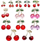Julie Wang 26PCS Mixed Pink Red Purple Cherry Charm Acrylic Cherries Pendant for Keychain Bracelet Necklace Jewelry Making
