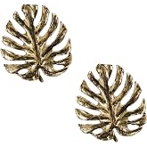SOFFEE DESIGN 2PCS Gold Tropical Leaf Metal Knobs, Dresser Pulls, Island Style Kitchen Cabinet Handles