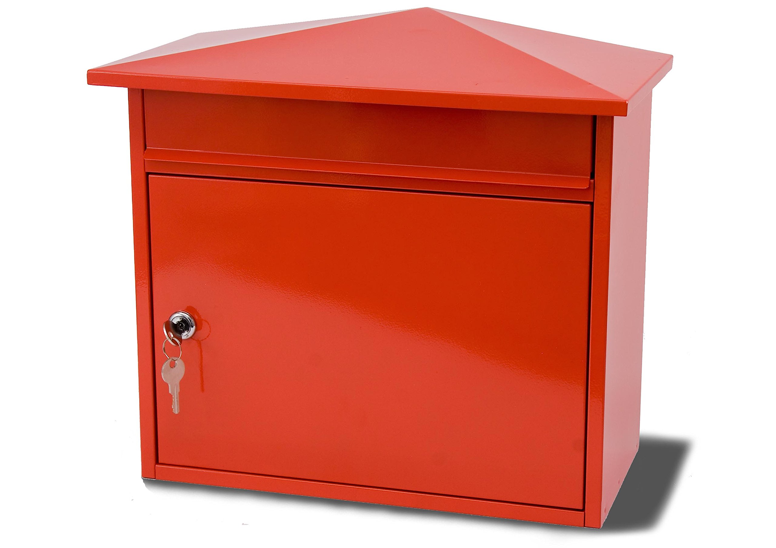 Burg-Wachter MB15R Mersey Large Wall Mounted Galvanised Steel Post Box , Red 36x35x20cm