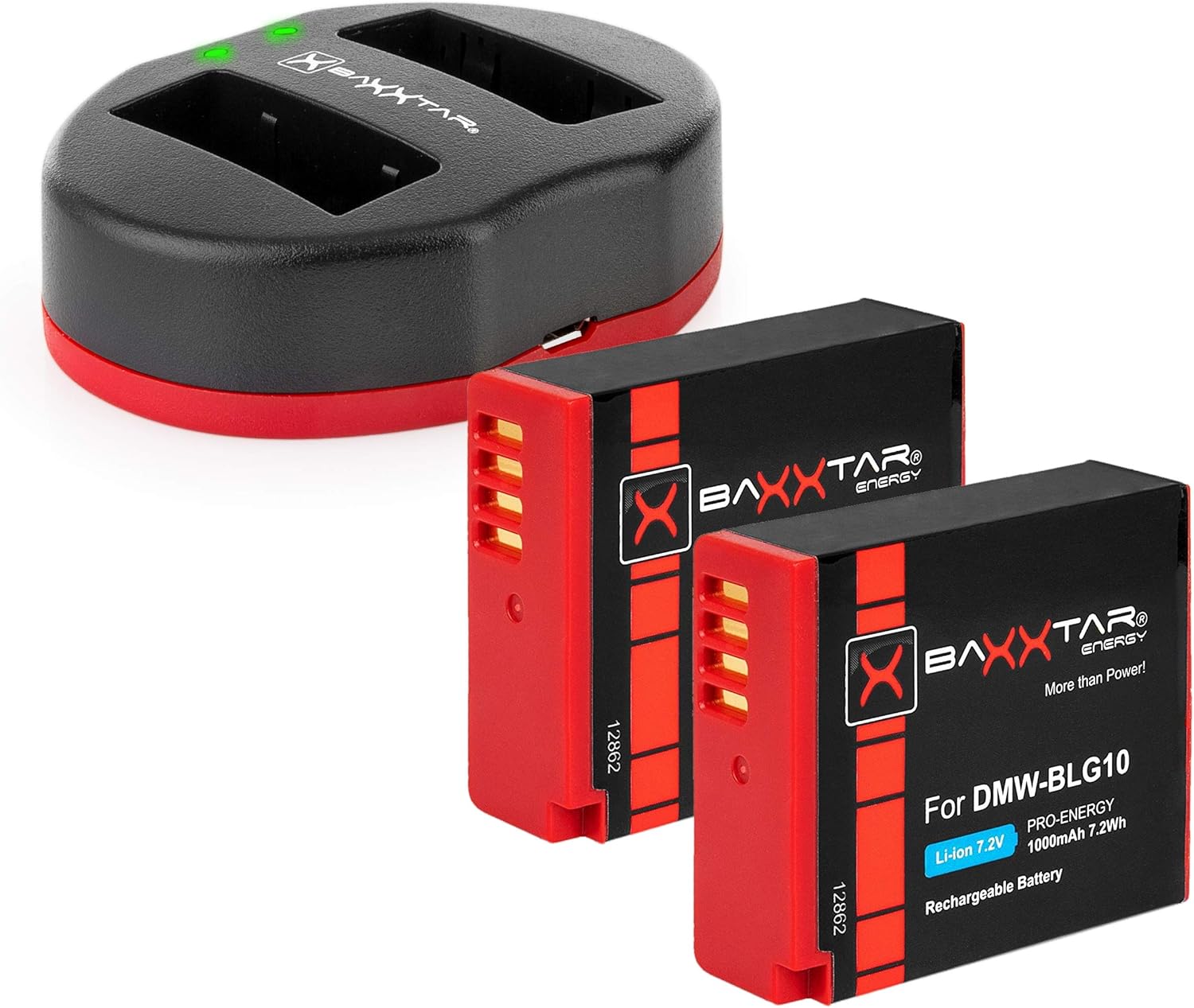 2 x Baxxtar Pro - compatibel met Panasonic DMW BLC12 E Real 1100mAh batterij - Lumix DC FZ1000 II G91 DMC GX8 G70 G80 G81 G7 G6 G5 FZ2000 FZ1000 FZ300 FZ330