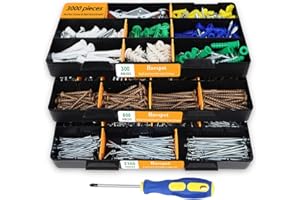 Haespot 3000-Piece Hardware Kit with Anchors, Tapping Screws, Deck Screws&Nails–DIY-Friendly,3-Tier Storage for Home Projects
