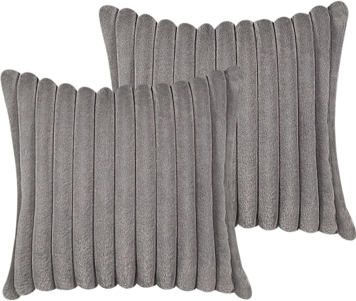 Photo 1 of 16x16 Throw Pillow Covers Set of 2, Decorative Faux Fur Covers for Bed, Couch Soft Fluffy Pillow Cover with Velvet Back for Living Room, Neutral Home Décor Accent for Sofa - Dark Gray