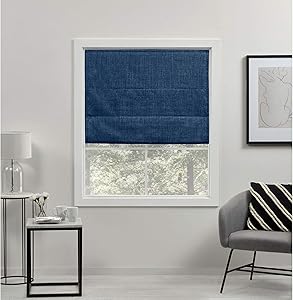 Exclusive Home Curtains Acadia Total Blackout Roman Shade, 31x64, Chambray Blue