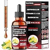 Tenmido 6-in-1 Astragalus Root Tincture - Herbal Extract Supplements with Quercetin, Rhodiola Rosea, Vitamin D3, Vitamin C, and Zinc - Vegan, Non-GMO - 30ml 1 Fl Oz