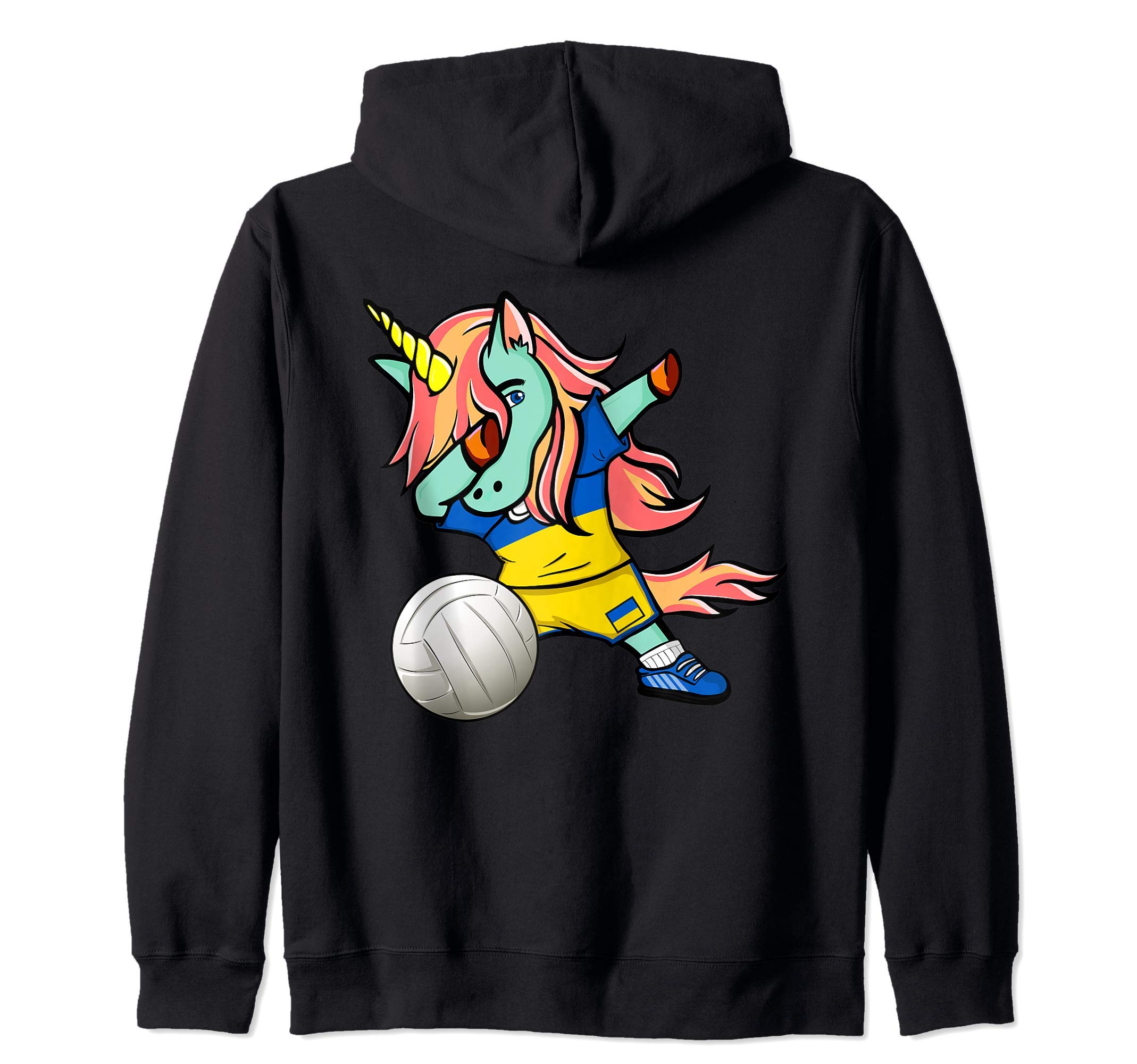 Dab Unicorn Ukraine Volleyball Lovers Jersey Ukrainian Flag Zip Hoodie