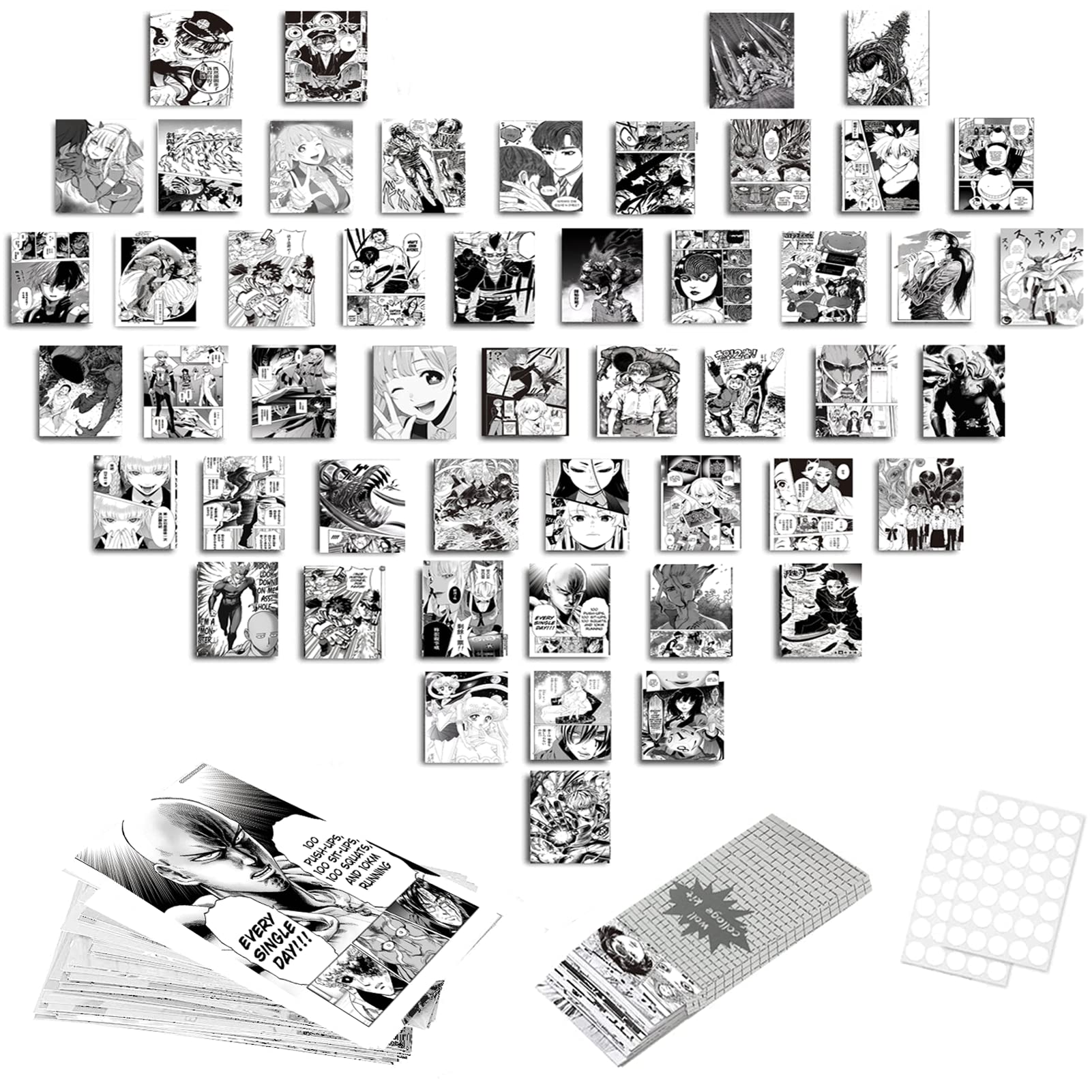 Dingfeiyu 60 Pcs Wall Collage Kit, Anime Aesthetic Photo Collage, Anime Poster Manga Collage Kit for Room Decoration, Wall Decoration for Dorm Room Decoration for Girls and Boys
