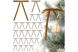 Tsorode 24 Pcs Light Brown Velvet Bows for Christmas Tree,Velvet Bows Ornaments Christmas Tree Bow for Gift Wrapping Door Vintage Garland Wreath,Rustic Holiday Decor-3/8'' Wide, 5 x 7 inch